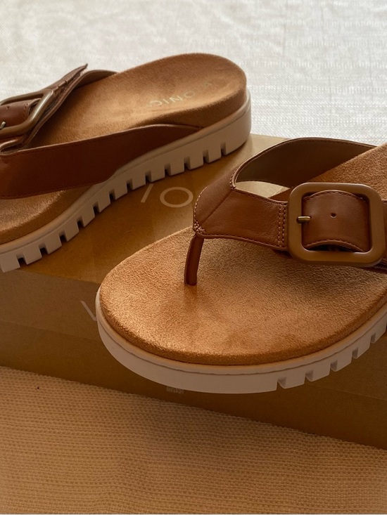 Vionic Shoes - Vionic Uptown Marin Womens Platform Thong Orthopedic Sandal Tan Leather NIB 7.5M